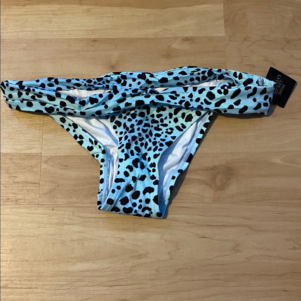 Victoria Secret Swim Blue Leopard Banded Bikini Bottom XS NWT